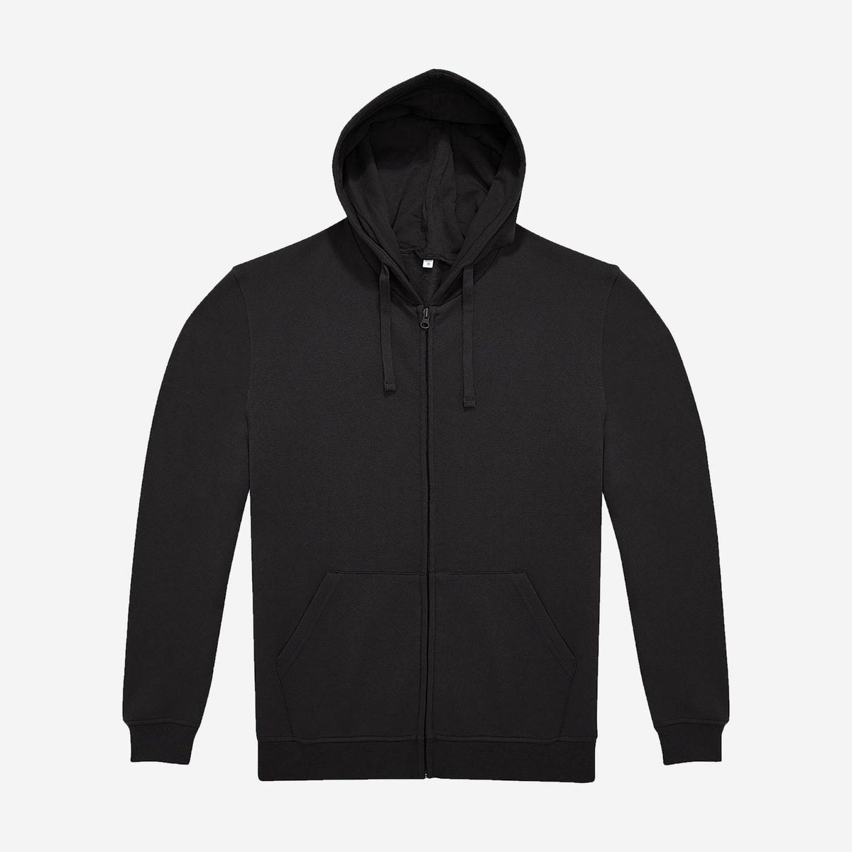 B&C ID.224 hoodie met rits zwart – voorkant