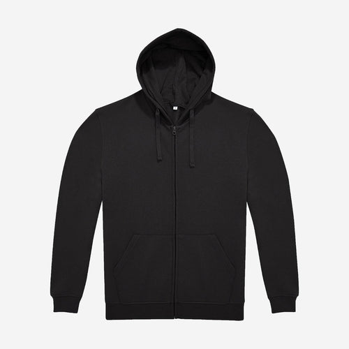 B&C ID.224 hoodie met rits zwart – voorkant