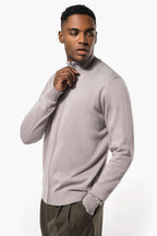 Kariban K961 Heren Cardigan Met Rits gedragen door model, grijs gemêleerd