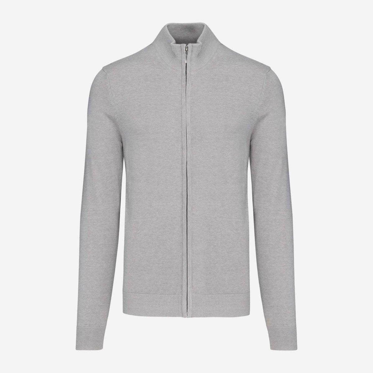 Kariban K961 Heren Cardigan Met Rits – grijs gemêleerd, voorkant
