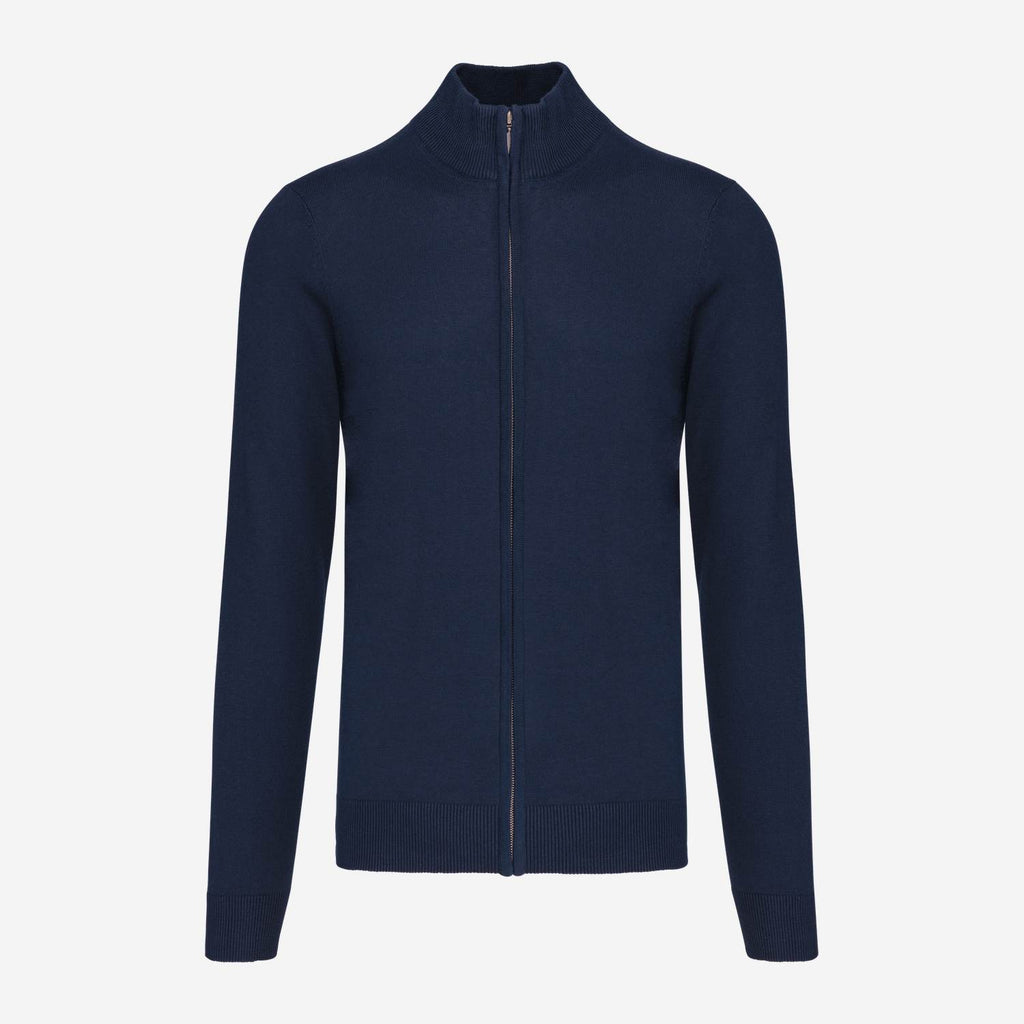 Kariban K961 Heren Cardigan Met Rits – marineblauw, voorkant