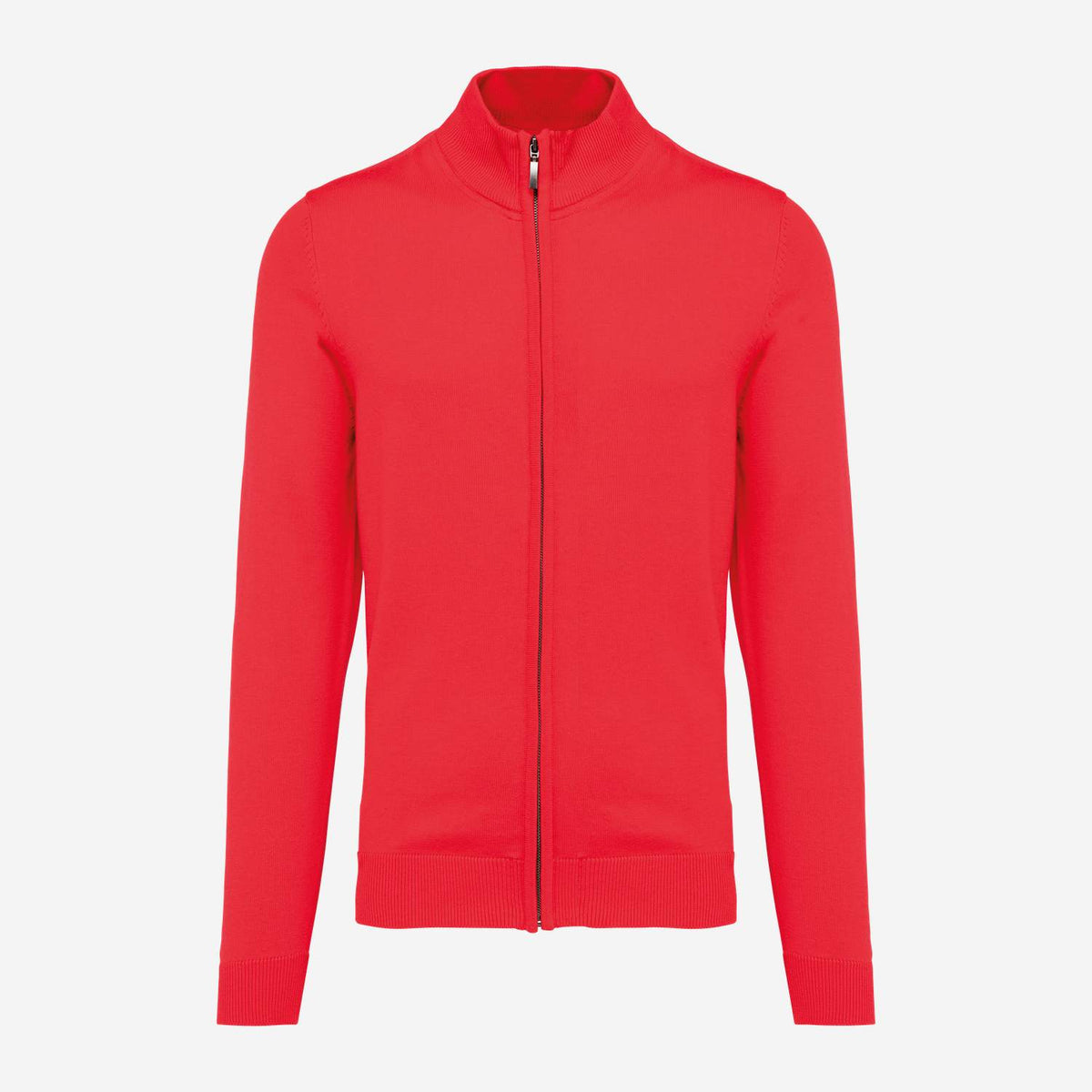 Kariban K961 Heren Cardigan Met Rits – rood, voorkant