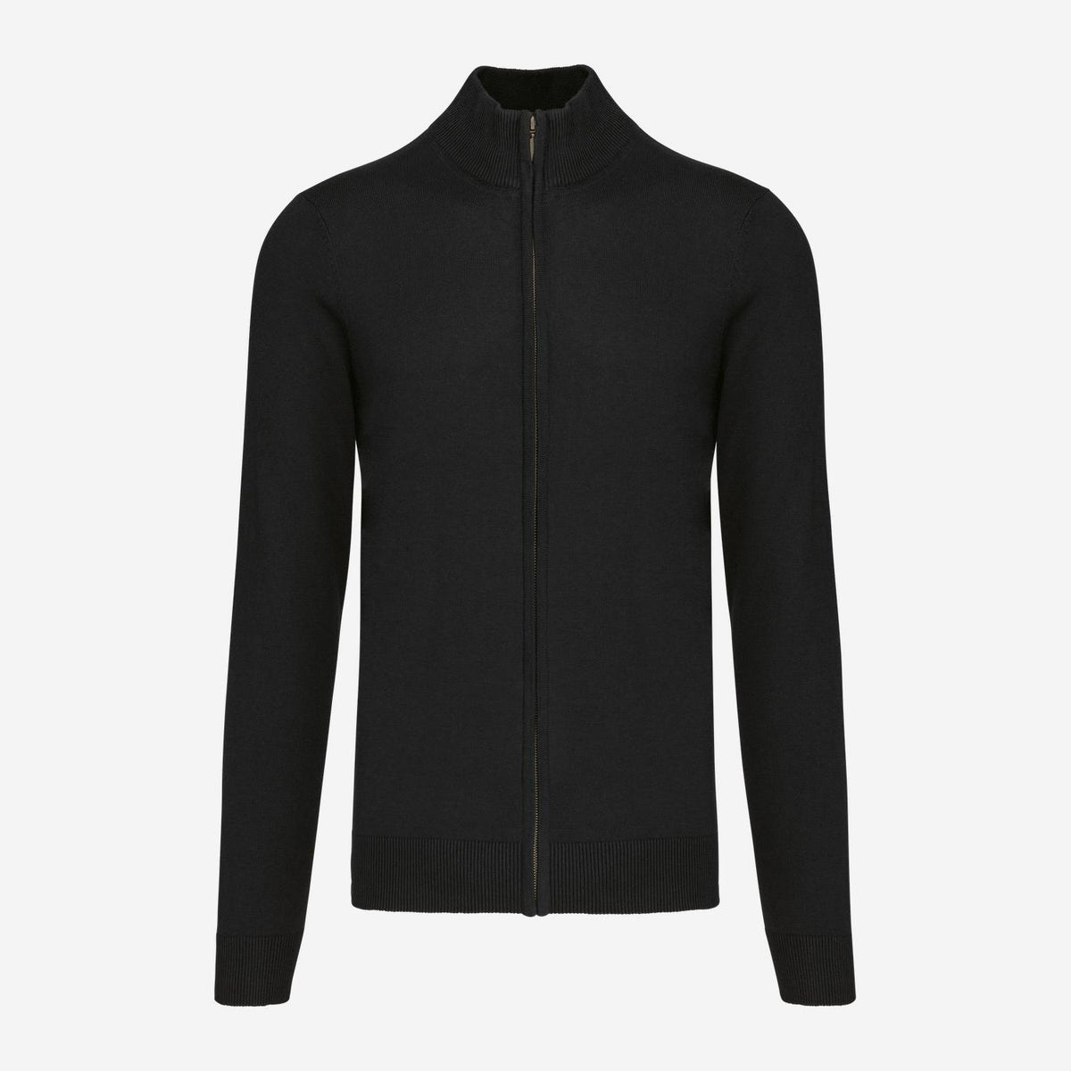 Kariban K961 Heren Cardigan Met Rits – zwart, voorkant