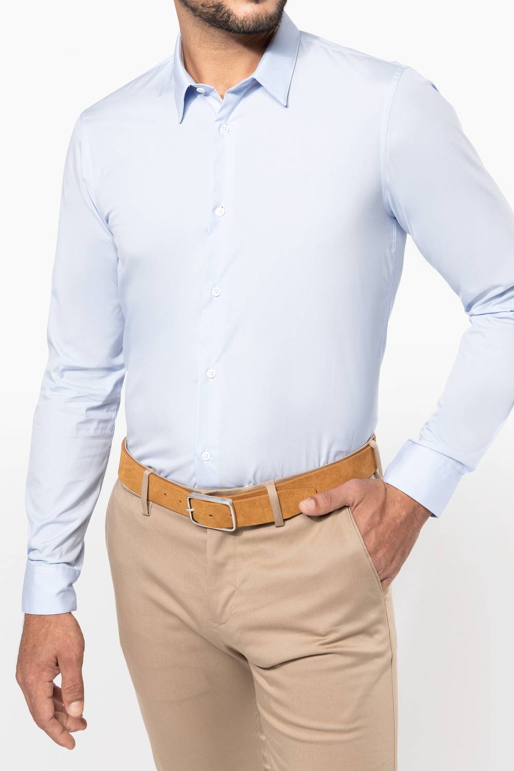 Kariban Premium PK504 Popeline Herenoverhemd Lange Mouwen gedragen door model